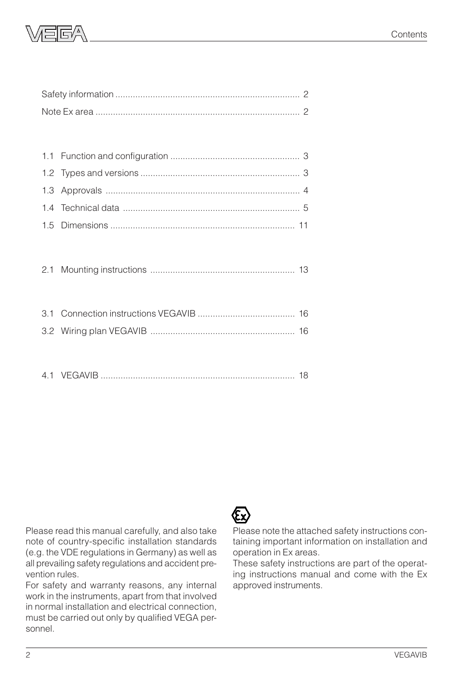 VEGA VEGAVIB 31-53 User Manual | Page 2 / 20