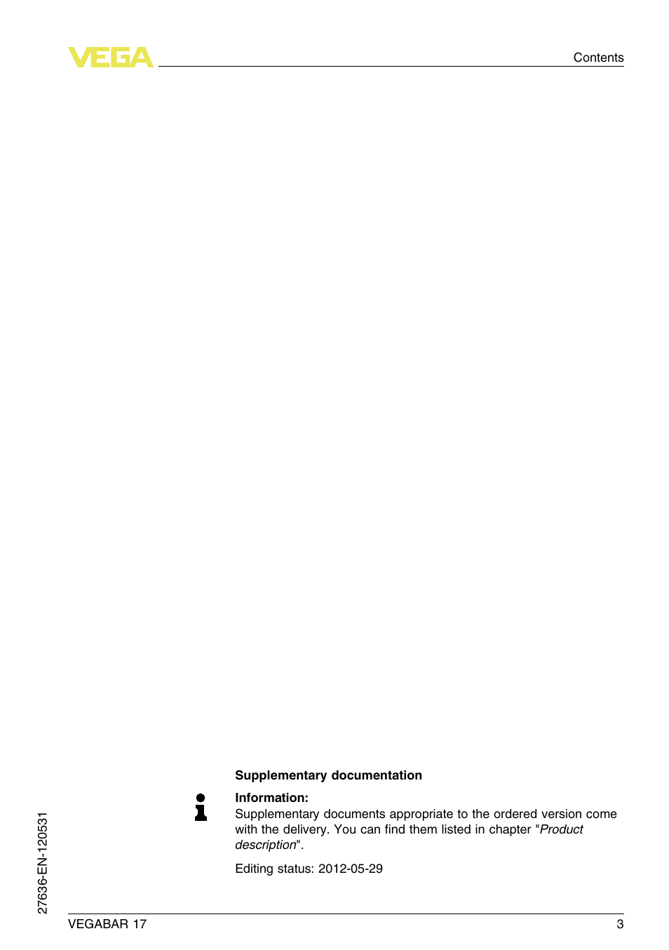 VEGA VEGABAR 17 User Manual | Page 3 / 36