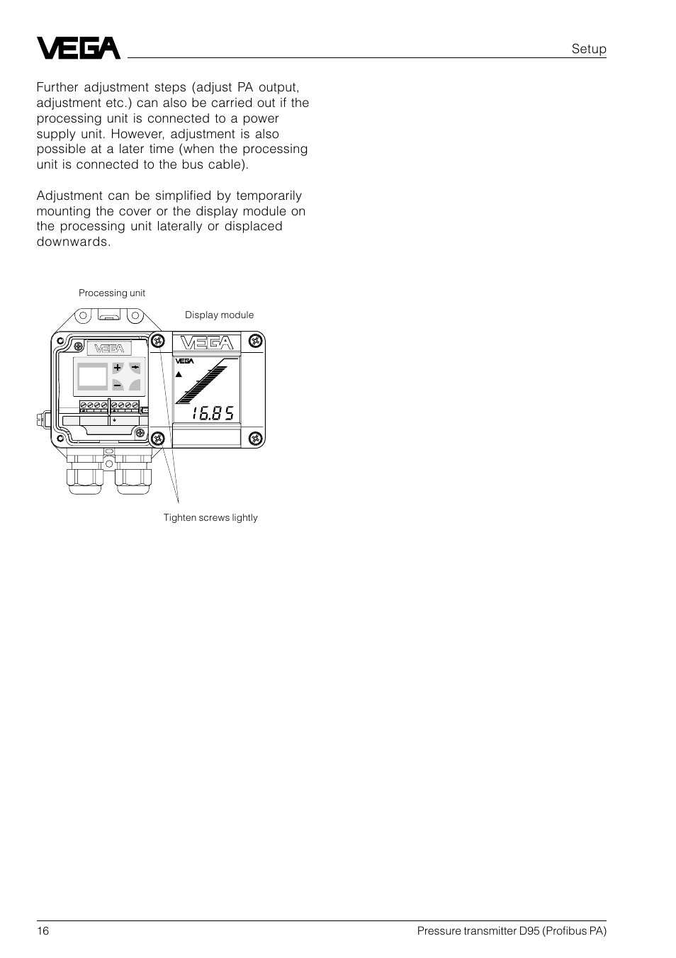 0 - 20 bar, 16 pressure transmitter d95 (profibus pa) | VEGA D95 Profibus PA User Manual | Page 16 / 36