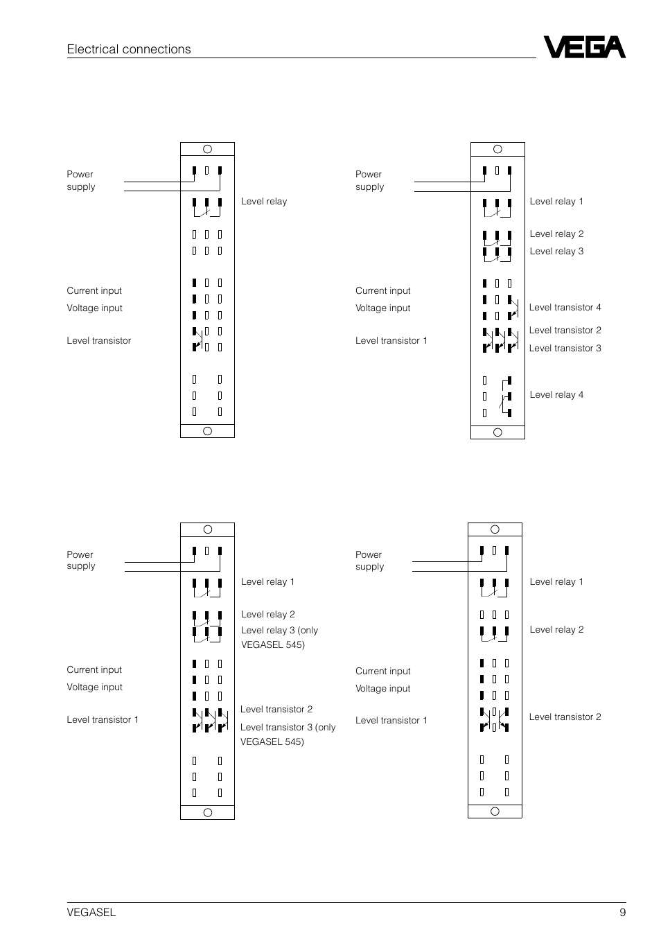 3 electrical connections, Vegasel 9 | VEGA VEGASEL 543, 544, 545, 546, 547 User Manual | Page 9 / 16