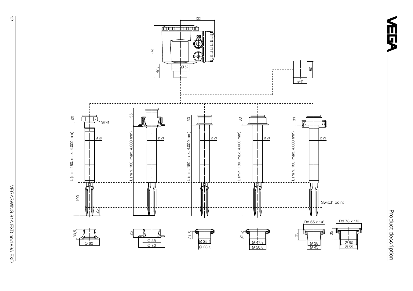 Vegaswing 83a exd, Product description | VEGA VEGASWING 83A EXD User Manual | Page 12 / 28