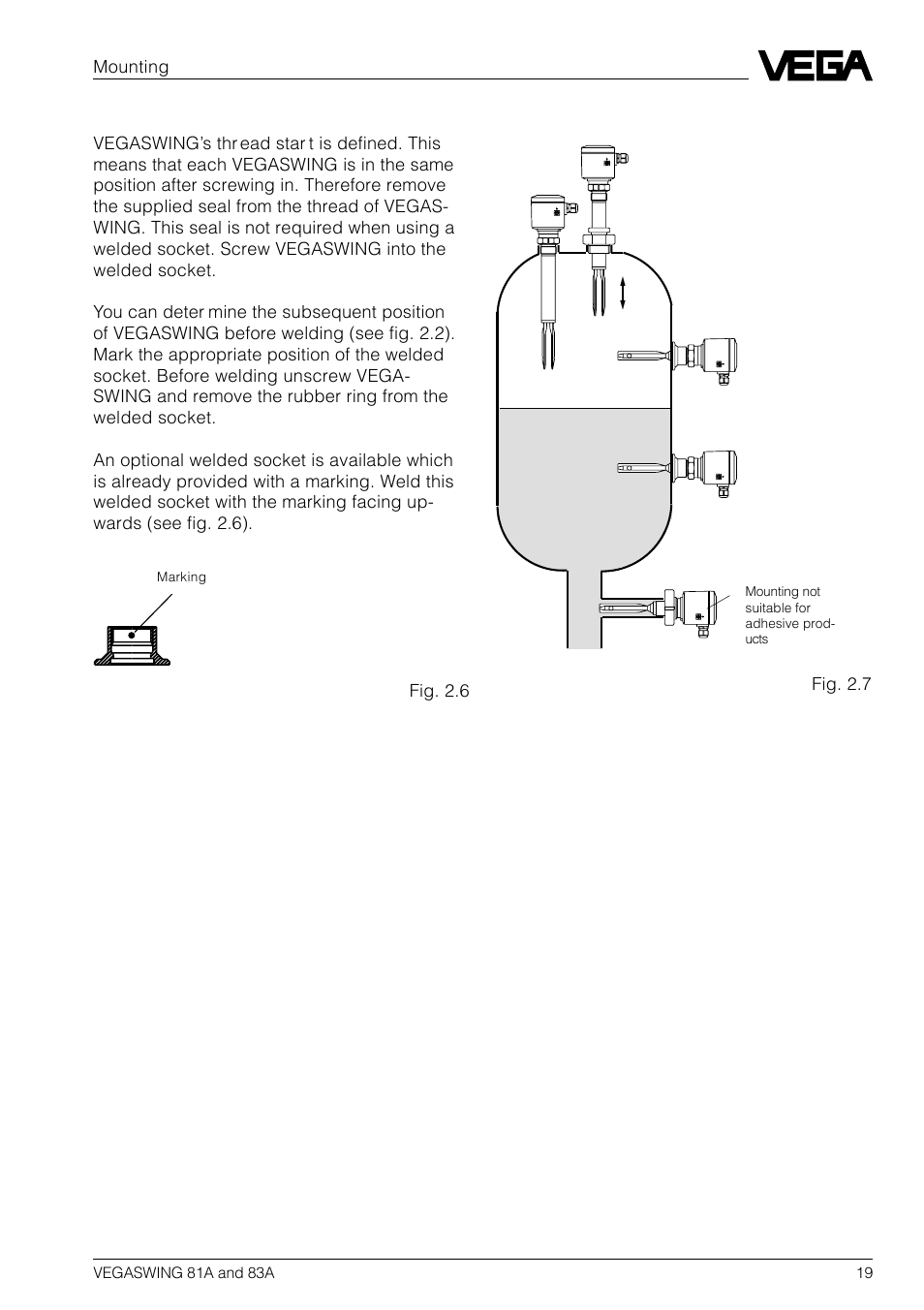 VEGA VEGASWING 83A User Manual | Page 19 / 32