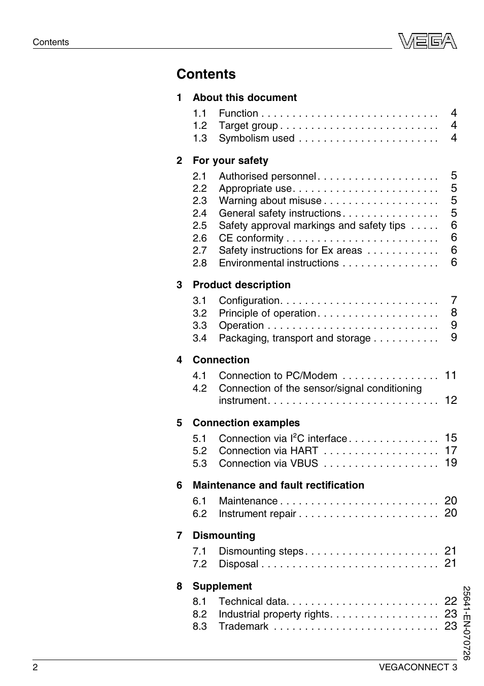 VEGA VEGACONNECT 3 User Manual | Page 2 / 24