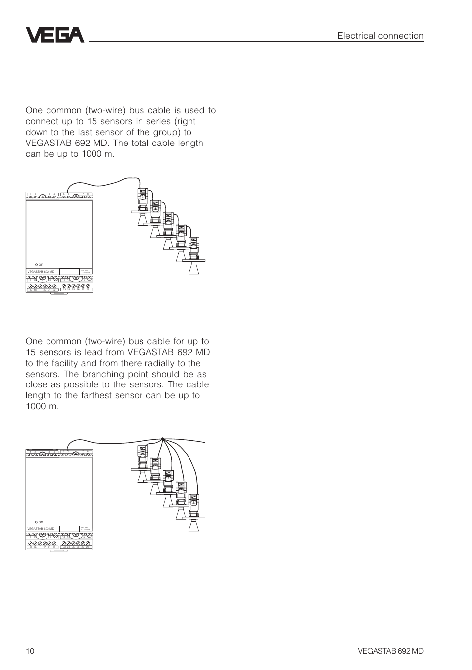 4 installation examples of hart® sensors, 4 installation examples of hart, Sensors | Electrical connection | VEGA VEGASTAB 692 MD User Manual | Page 10 / 16