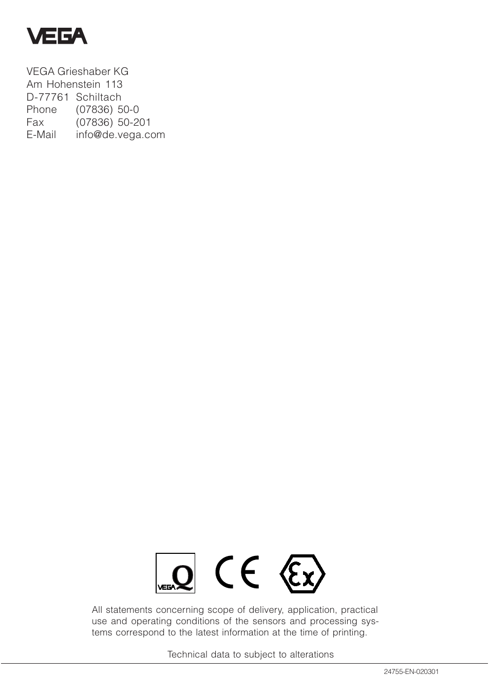 VEGA VEGASTAB 692 MD User Manual | Page 16 / 16