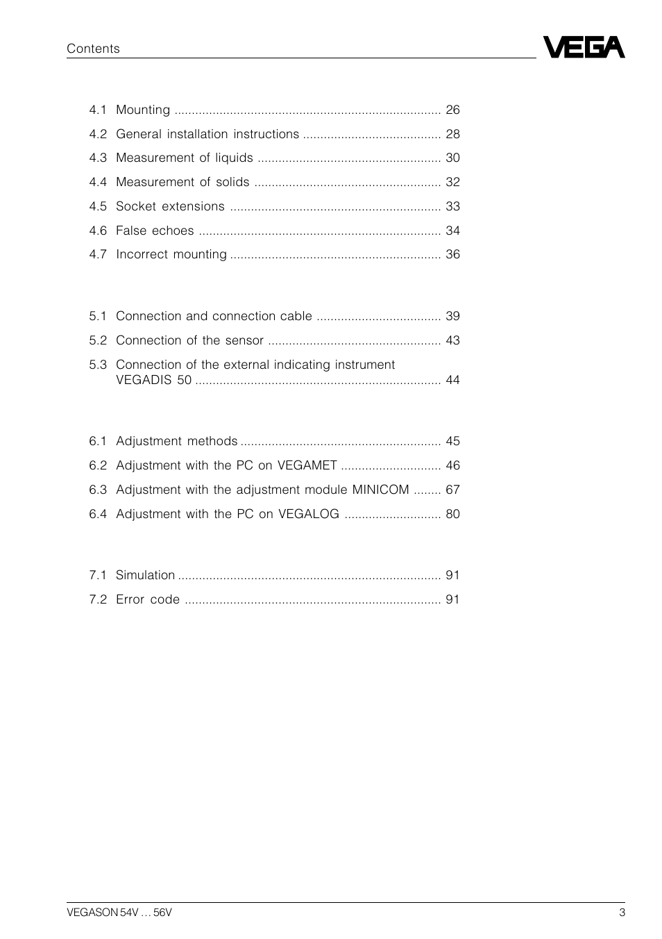 VEGA VEGASON 54V…56V User Manual | Page 3 / 92