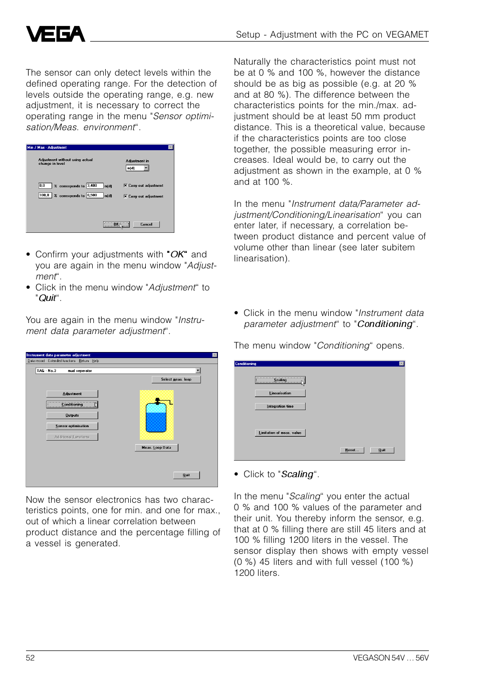 VEGA VEGASON 54V…56V User Manual | Page 52 / 92