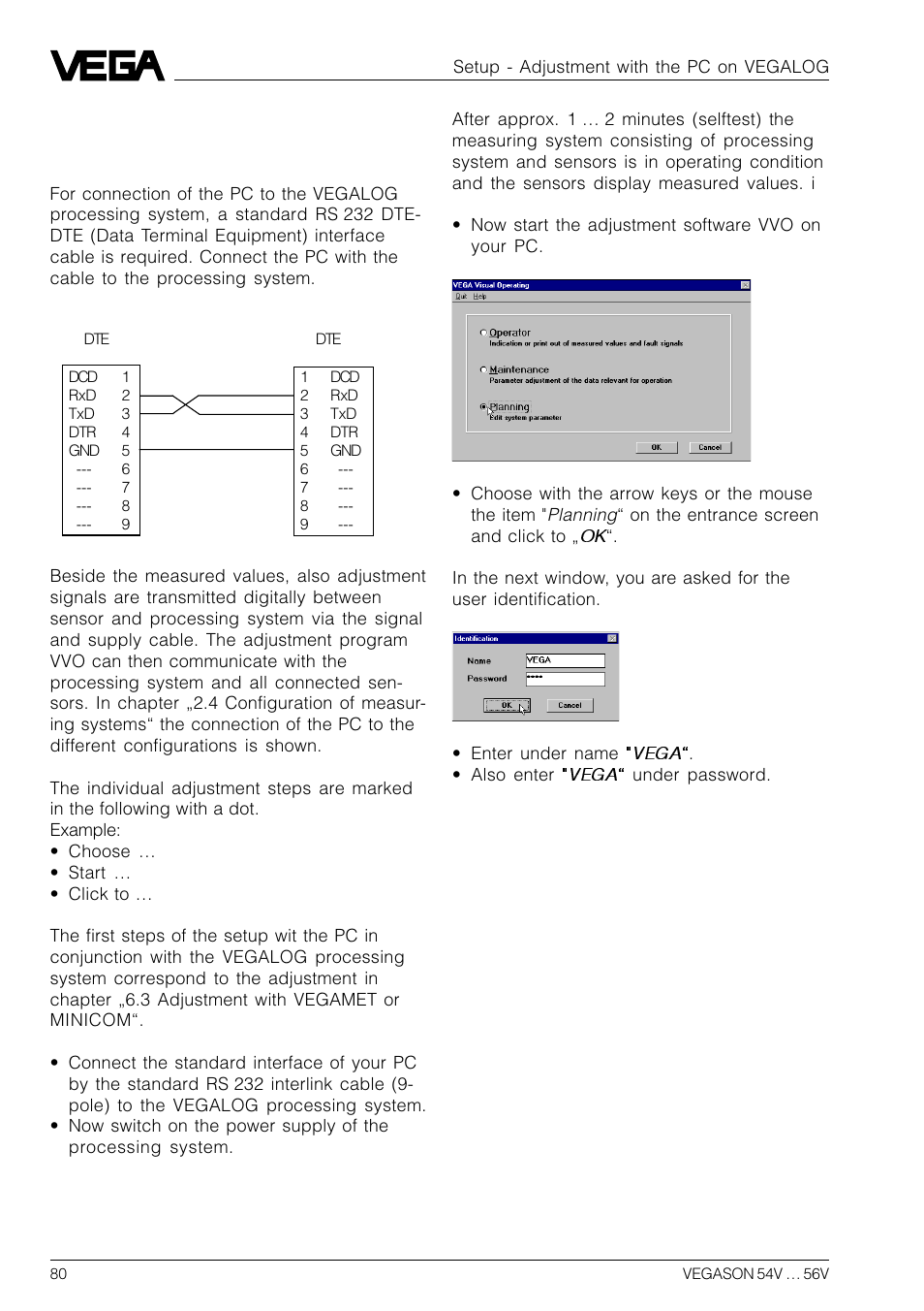 4 adjustment with the pc on vegalog | VEGA VEGASON 54V…56V User Manual | Page 80 / 92