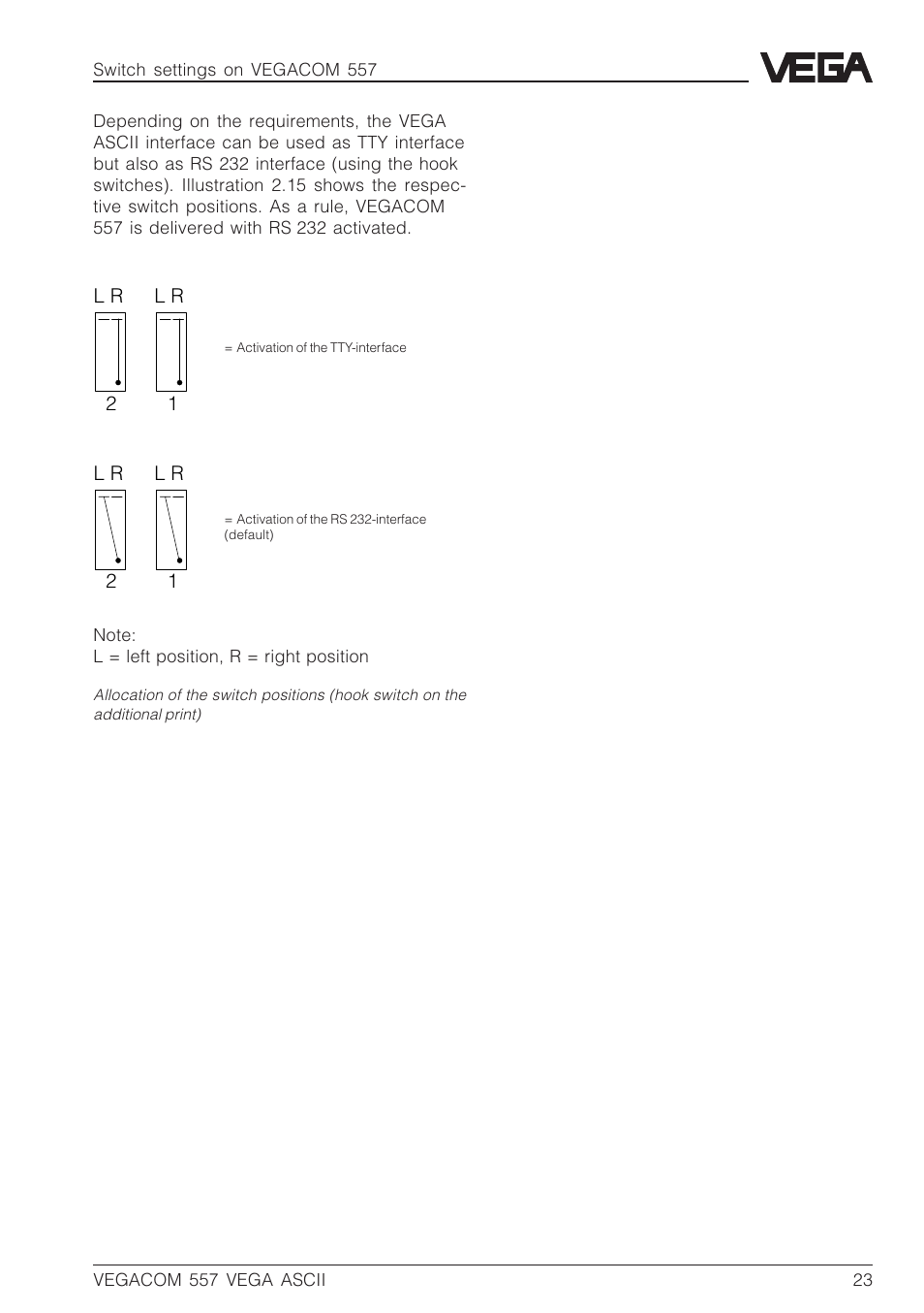 VEGA VEGACOM 557 VEGA ASCII protocol User Manual | Page 23 / 64