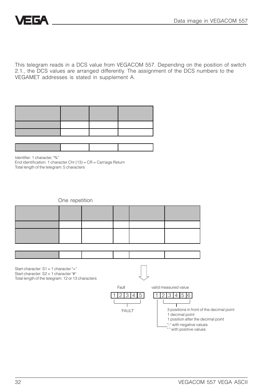 4 enquiry as single value with low resolution | VEGA VEGACOM 557 VEGA ASCII protocol User Manual | Page 32 / 64