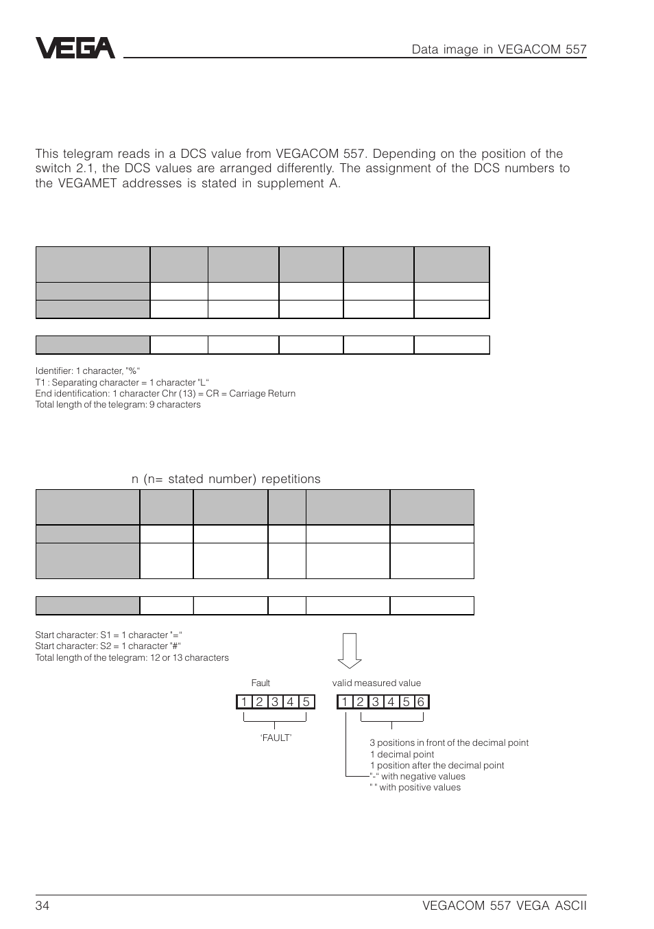 5 enquiry as range with low resolution | VEGA VEGACOM 557 VEGA ASCII protocol User Manual | Page 34 / 64