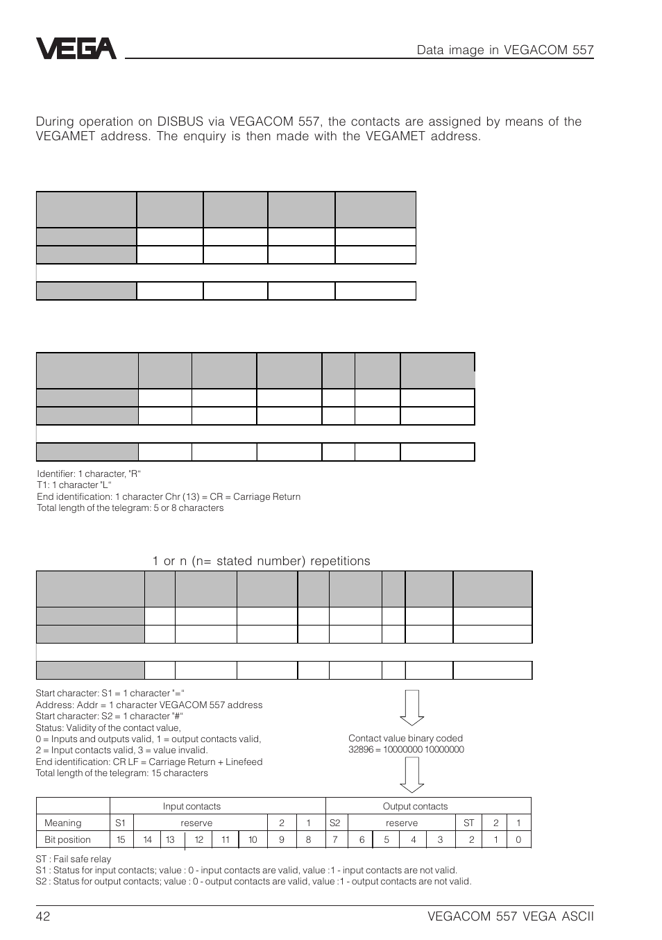 VEGA VEGACOM 557 VEGA ASCII protocol User Manual | Page 42 / 64