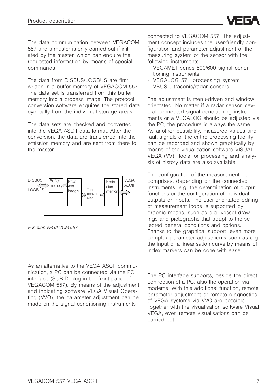 Vegacom 557 with vvo or vv | VEGA VEGACOM 557 VEGA ASCII protocol User Manual | Page 7 / 64