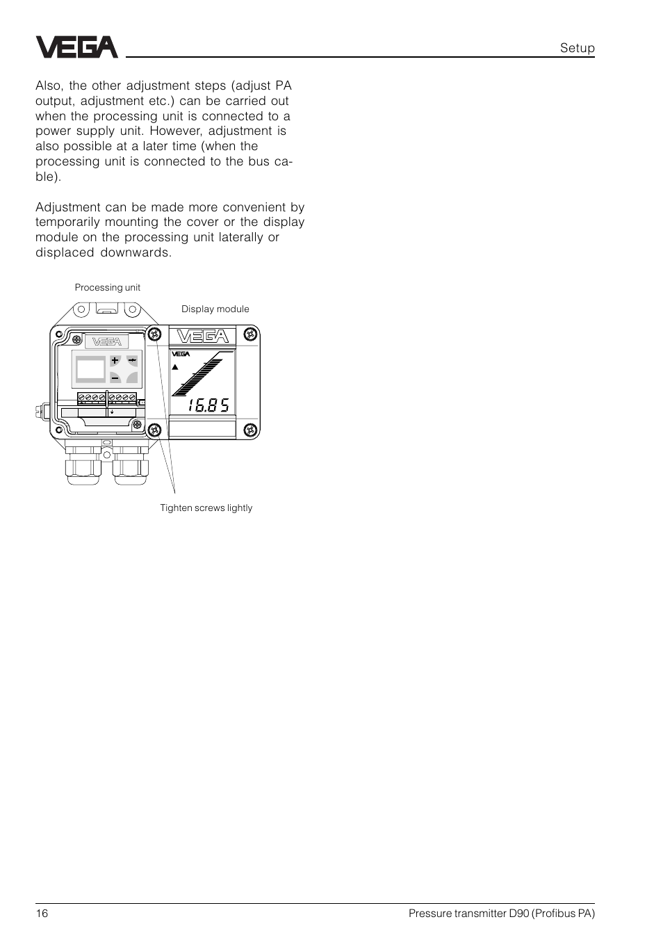0 - 20 bar, 16 pressure transmitter d90 (profibus pa) | VEGA D90 Profibus PA User Manual | Page 16 / 36