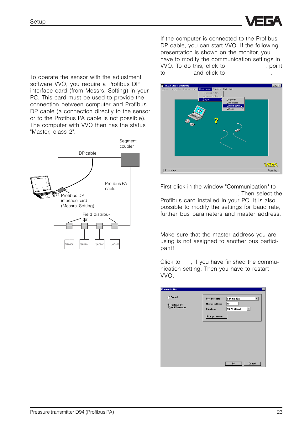 Vvo connection to the bus cable | VEGA D94 Profibus PA User Manual | Page 23 / 36