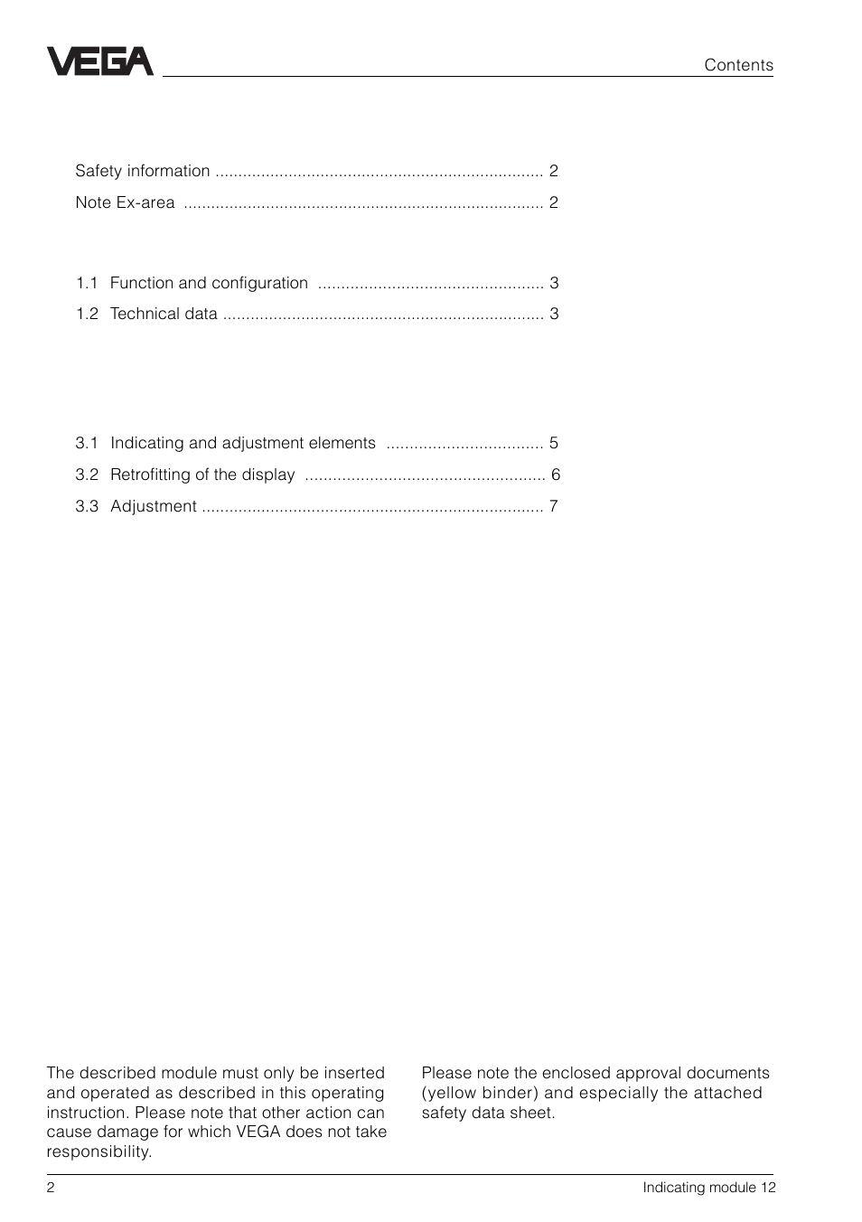 VEGA AM12 User Manual | Page 2 / 8