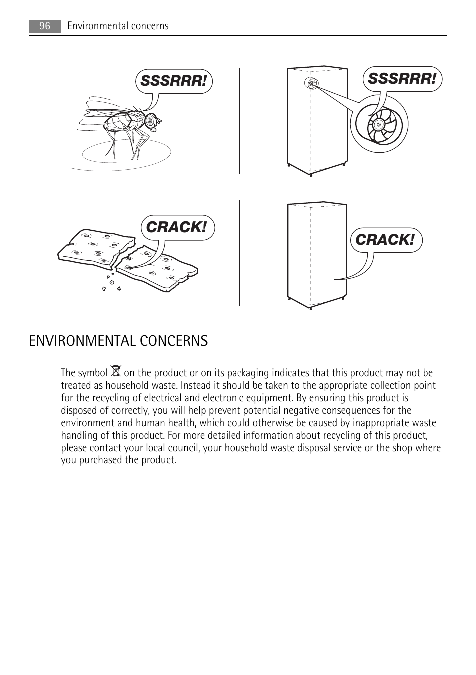 Environmental concerns, Sssrrr, Crack | AEG AIK 2401 R User Manual | Page 96 / 100