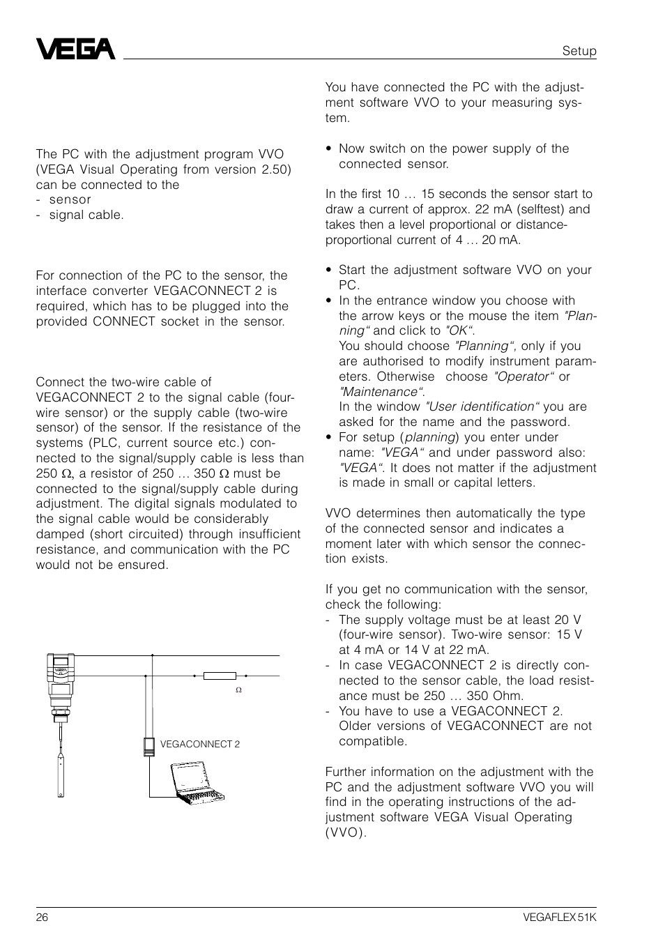 3 adjustment with the pc | VEGA VEGAFLEX 51K User Manual | Page 26 / 32