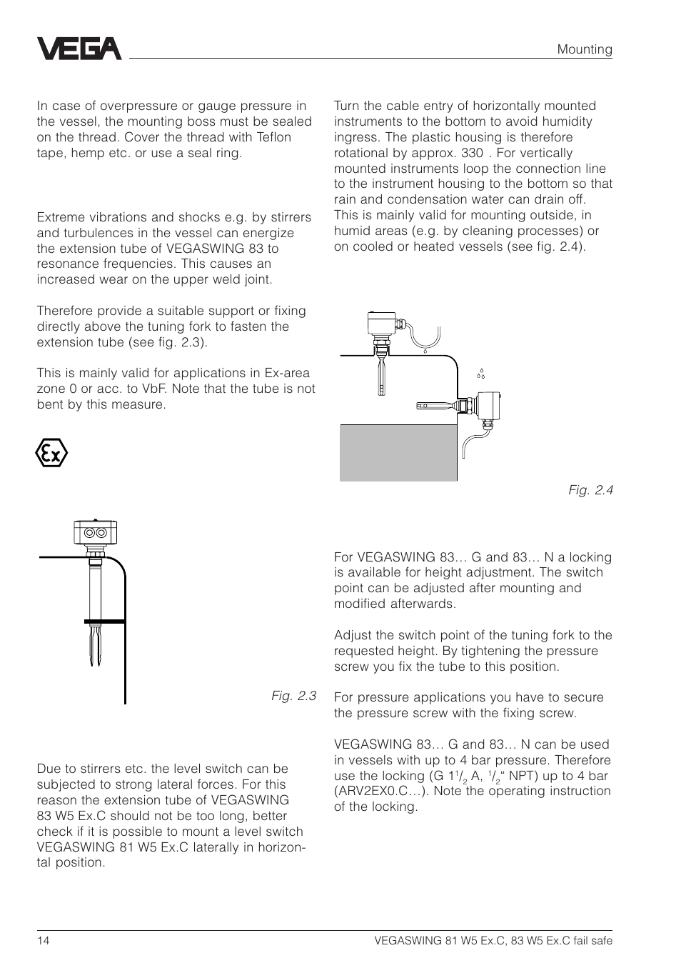 VEGA VEGASWING 83 fail safe and signal conditioning instrument VEGATOR 526 Ex User Manual | Page 14 / 28