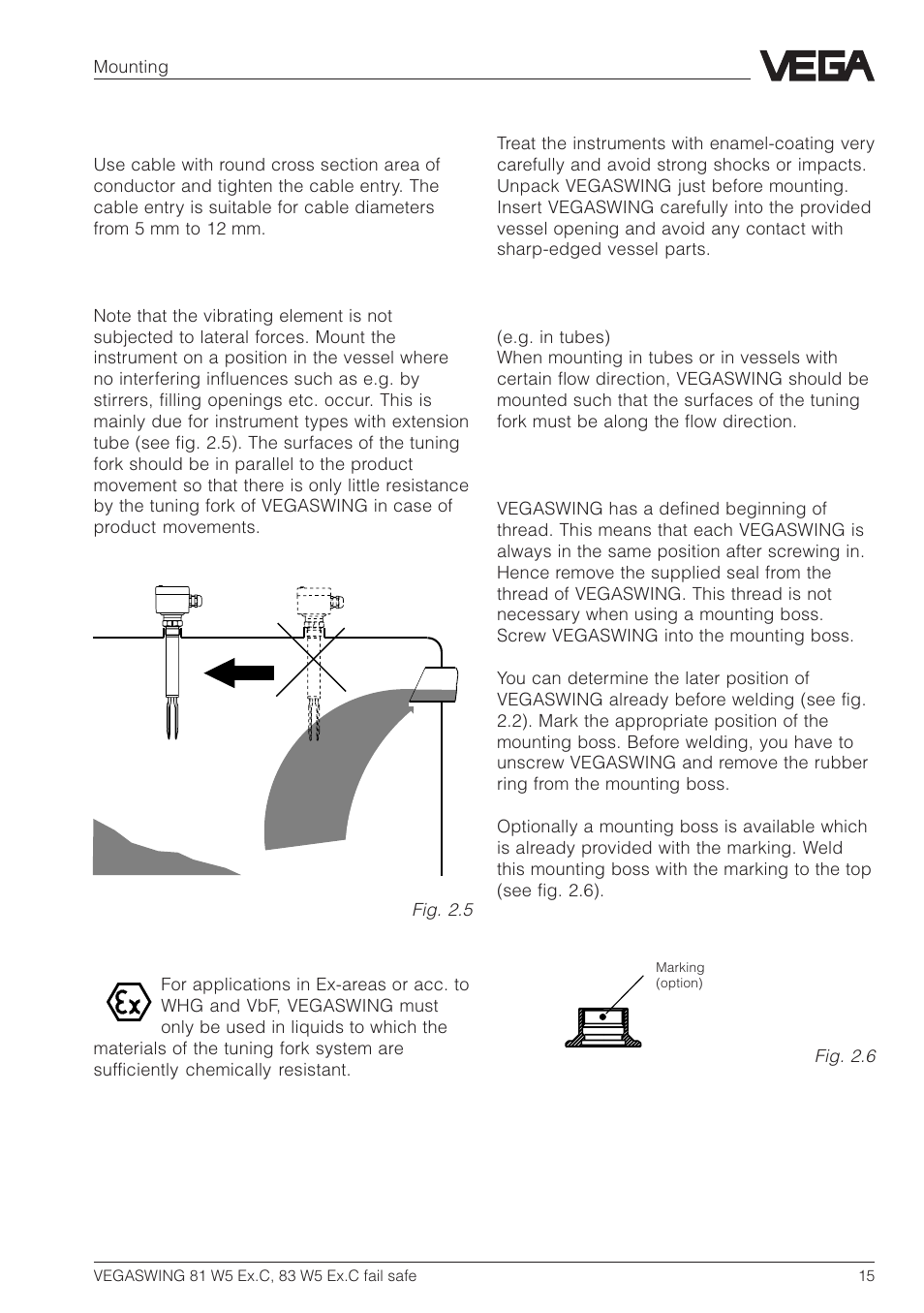 VEGA VEGASWING 83 fail safe and signal conditioning instrument VEGATOR 526 Ex User Manual | Page 15 / 28