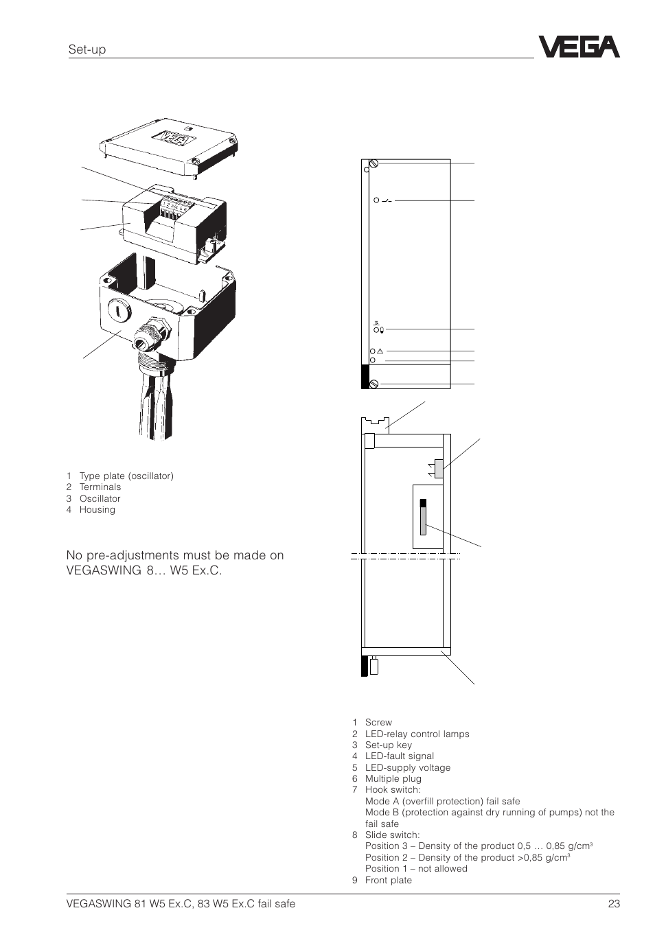 2 signal conditioning instrument vegator 526 ex, Adjustment elements, Vegaswing 8… w5 ex.c | Set-up | VEGA VEGASWING 83 fail safe and signal conditioning instrument VEGATOR 526 Ex User Manual | Page 23 / 28