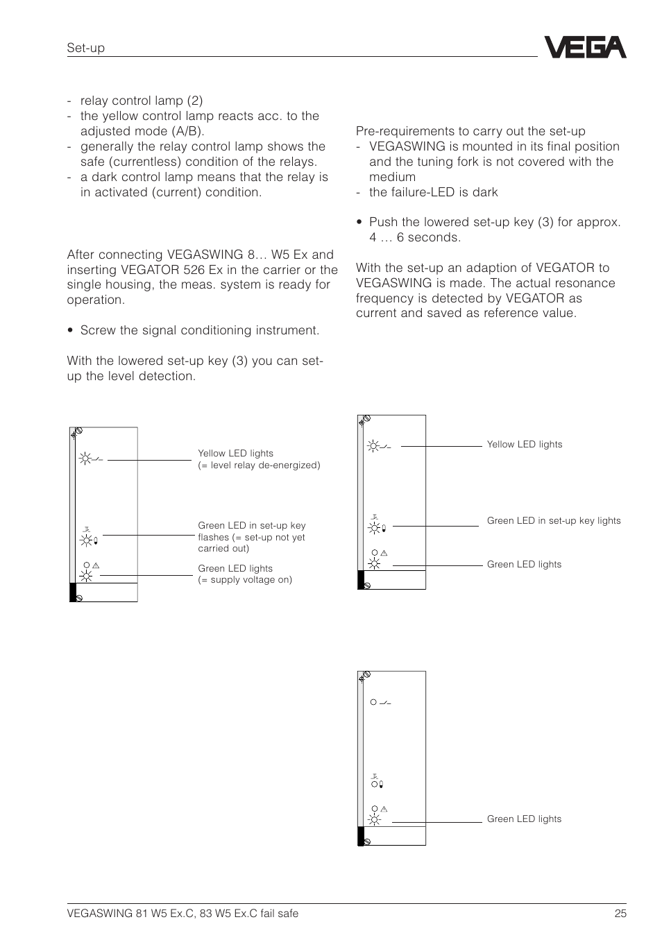 Set-up | VEGA VEGASWING 83 fail safe and signal conditioning instrument VEGATOR 526 Ex User Manual | Page 25 / 28