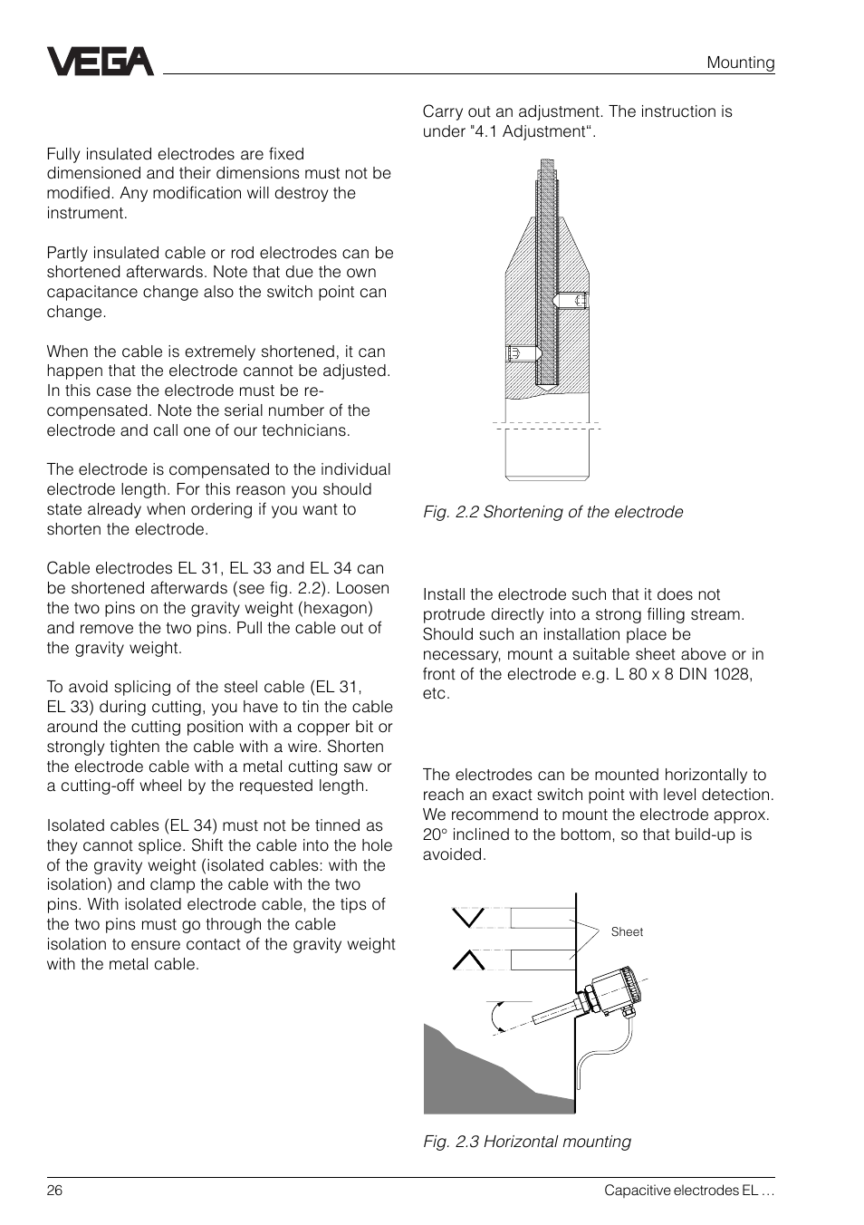 VEGA Capacitive electrodes EL … User Manual | Page 26 / 44
