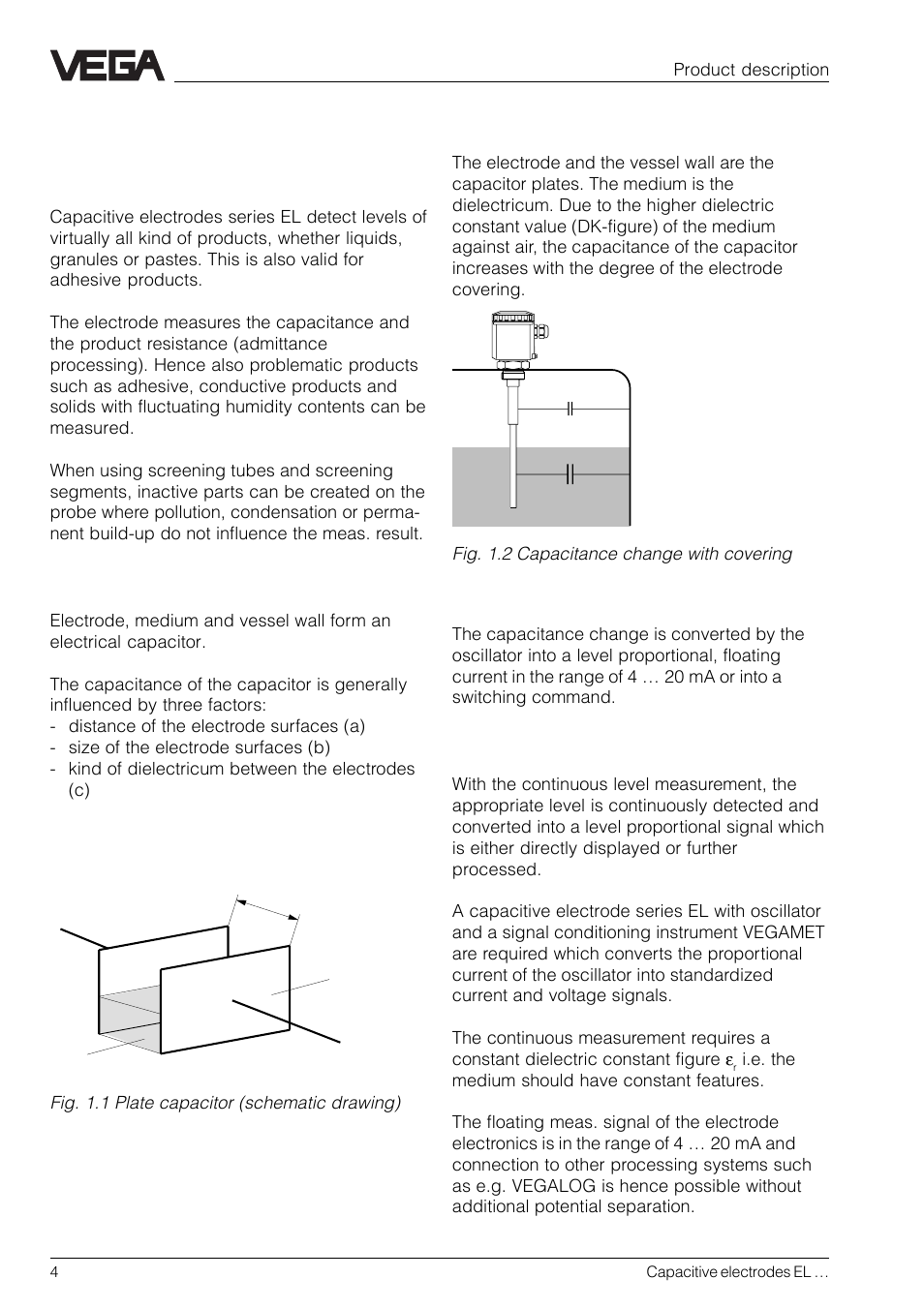 1 product description, 1 function and configuration | VEGA Capacitive electrodes EL … User Manual | Page 4 / 44