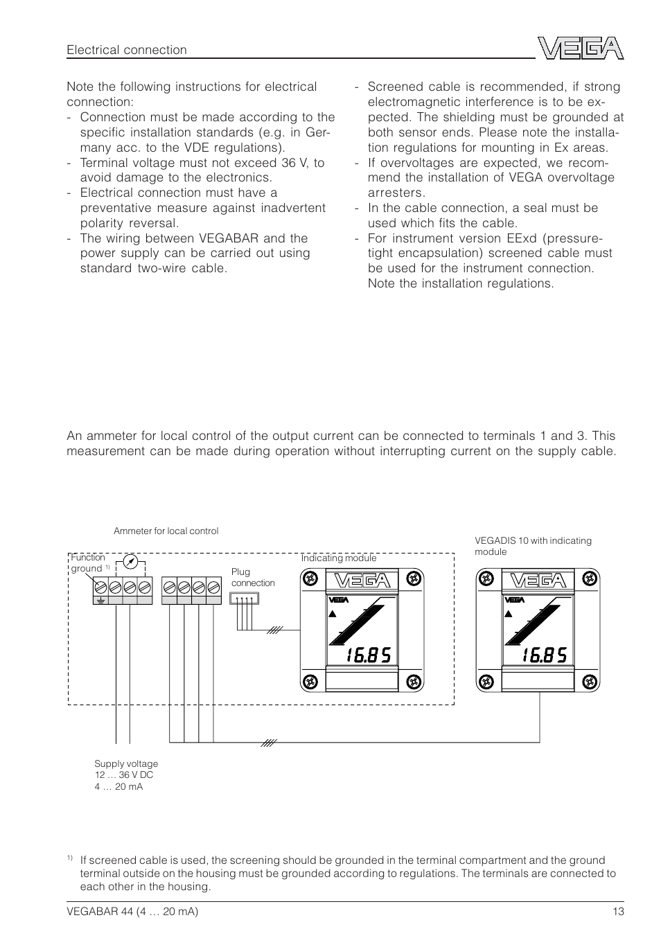 2 connection diagram | VEGA VEGABAR 44 4 … 20 mA User Manual | Page 13 / 28