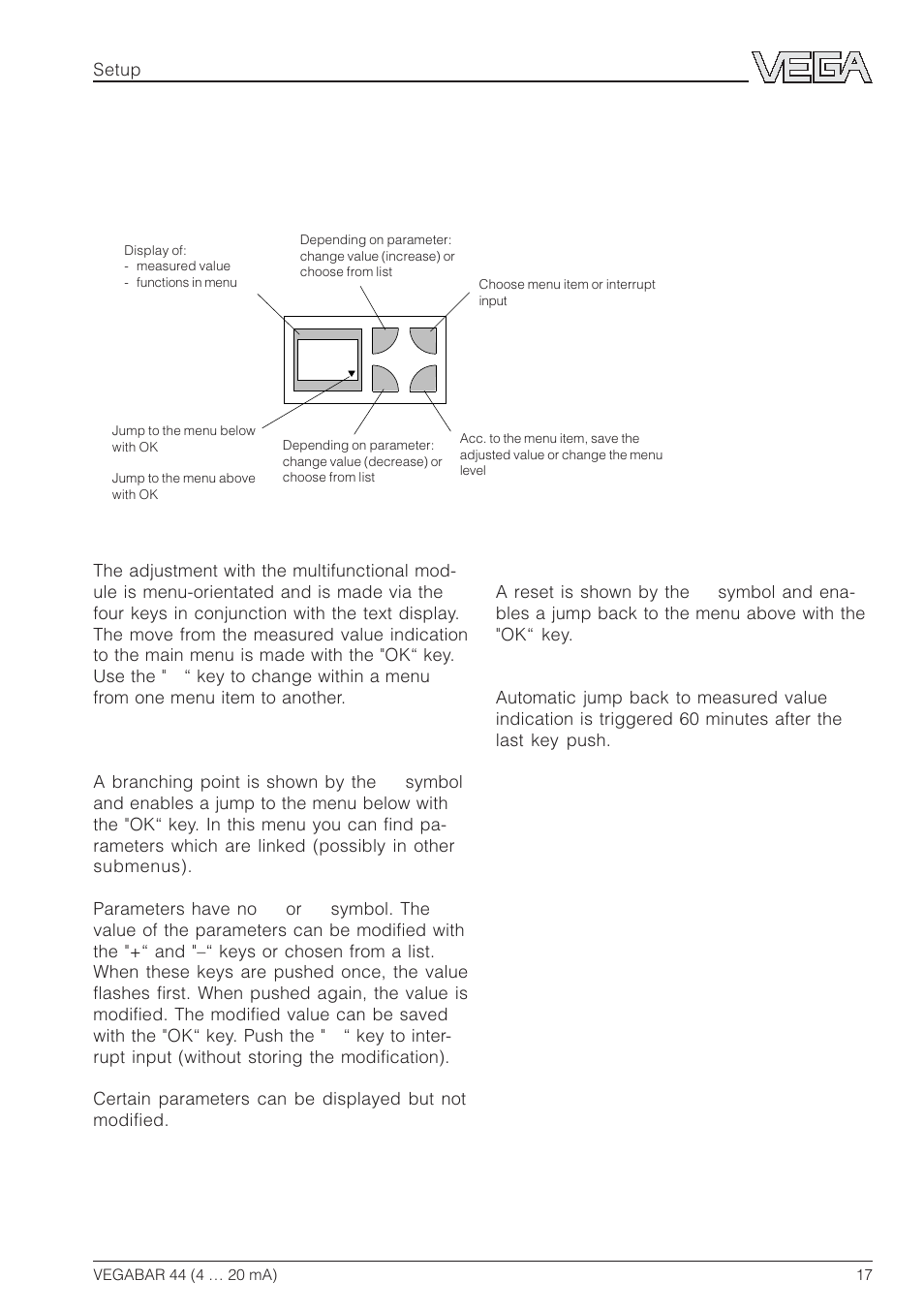 Adjustment elements | VEGA VEGABAR 44 4 … 20 mA User Manual | Page 17 / 28