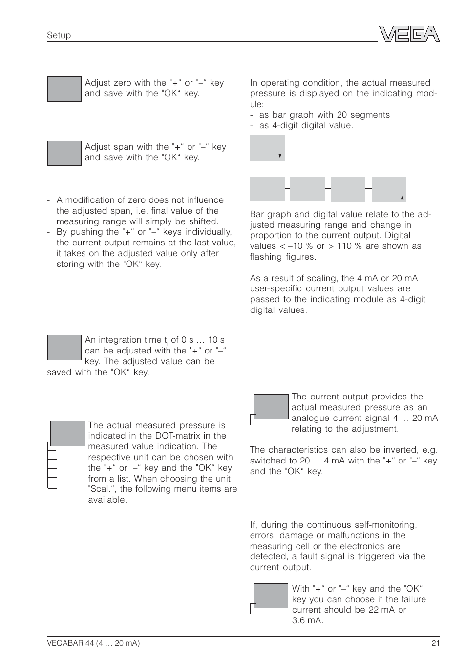 Evaluation, Outputs | VEGA VEGABAR 44 4 … 20 mA User Manual | Page 21 / 28