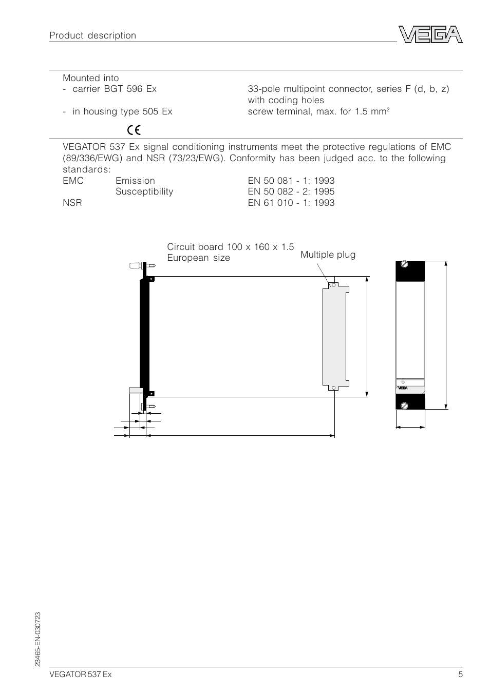 3 dimensions | VEGA VEGATOR 537 Ex User Manual | Page 5 / 16
