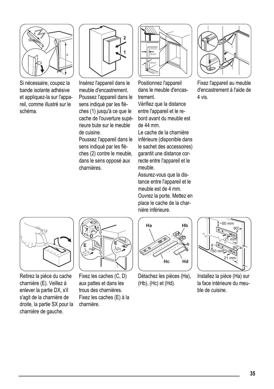 Détachez les pièces (ha), (hb), (hc) et (hd) | ZANKER KBA 17401 SK User Manual | Page 35 / 52