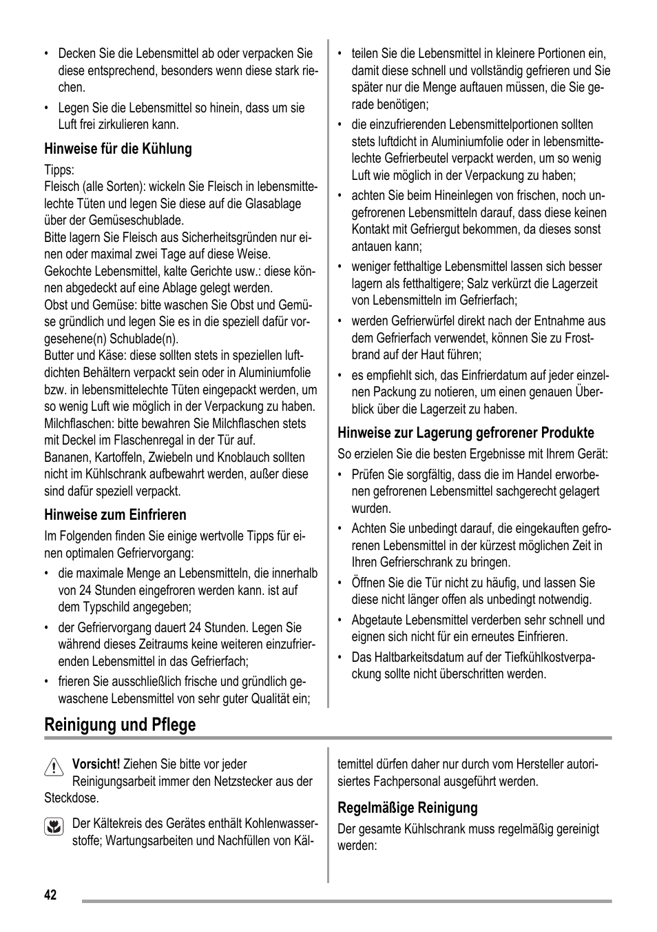 Reinigung und pflege | ZANKER KBA 17401 SK User Manual | Page 42 / 52