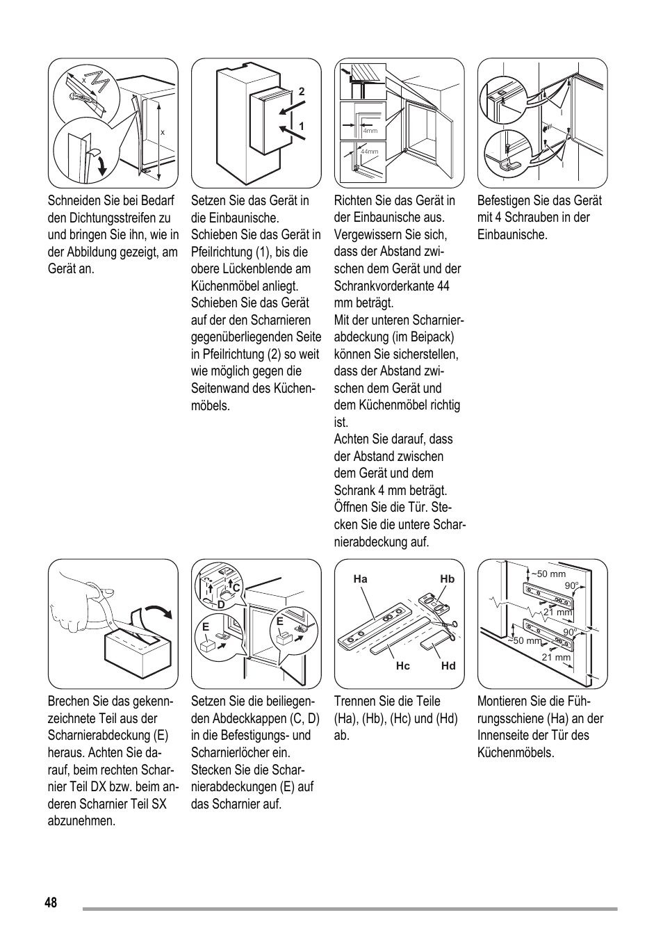 Trennen sie die teile (ha), (hb), (hc) und (hd) ab | ZANKER KBA 17401 SK User Manual | Page 48 / 52