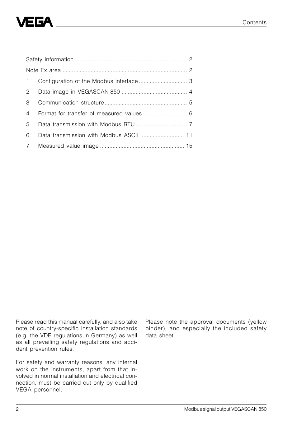 VEGA VEGASCAN 850 Modbus signal output User Manual | Page 2 / 16