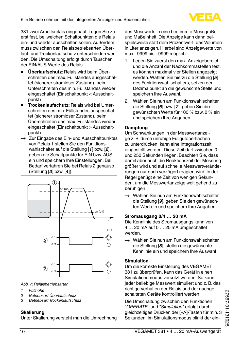 VEGA VEGAMET 381 User Manual | Page 10 / 72
