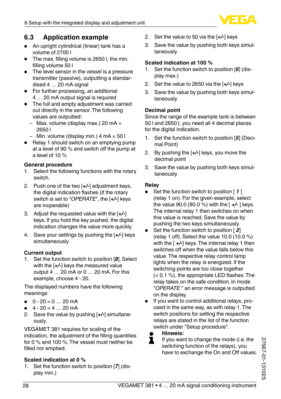 VEGA VEGAMET 381 User Manual | Page 28 / 72
