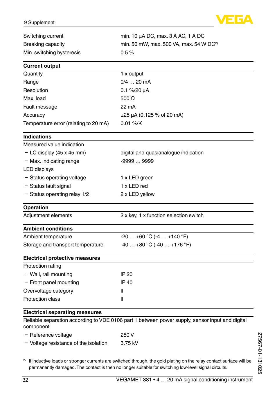 VEGA VEGAMET 381 User Manual | Page 32 / 72