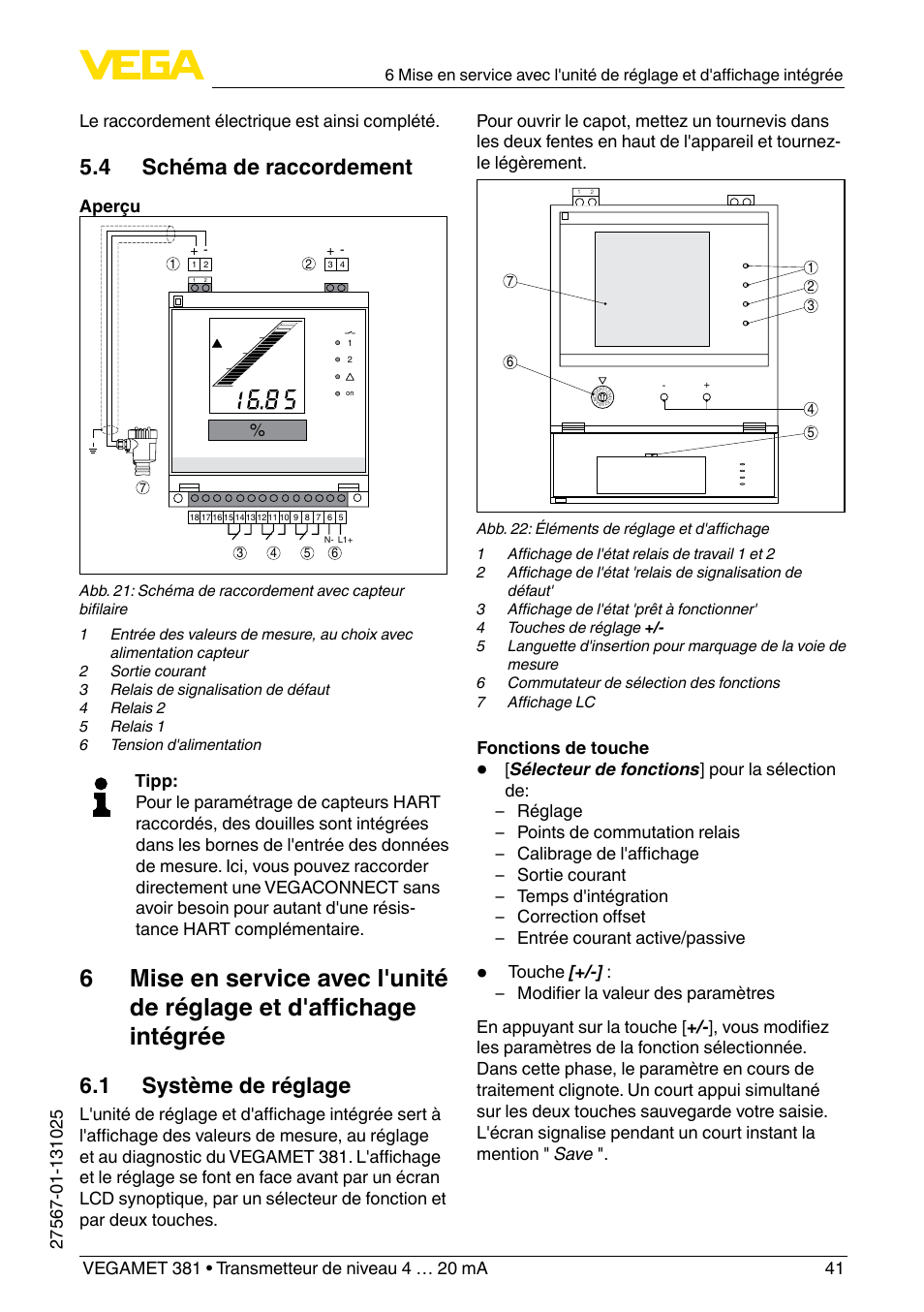 4 schéma de raccordement, 1 système de réglage | VEGA VEGAMET 381 User Manual | Page 41 / 72