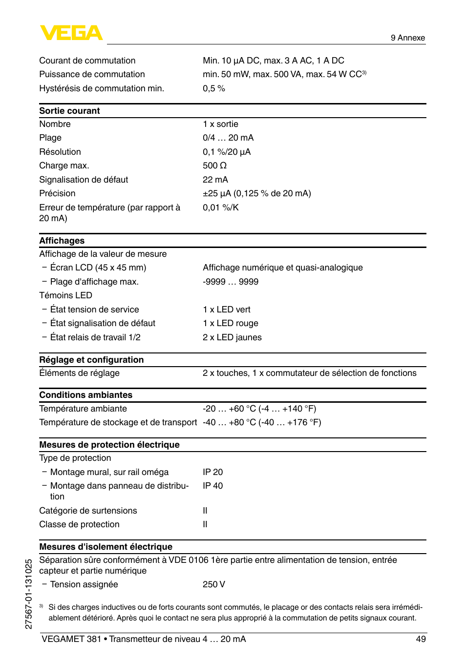 VEGA VEGAMET 381 User Manual | Page 49 / 72