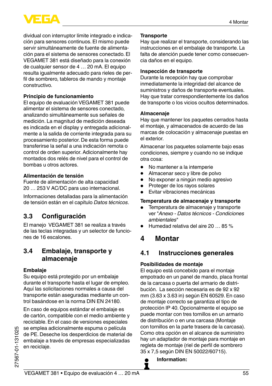 4 montar | VEGA VEGAMET 381 User Manual | Page 55 / 72