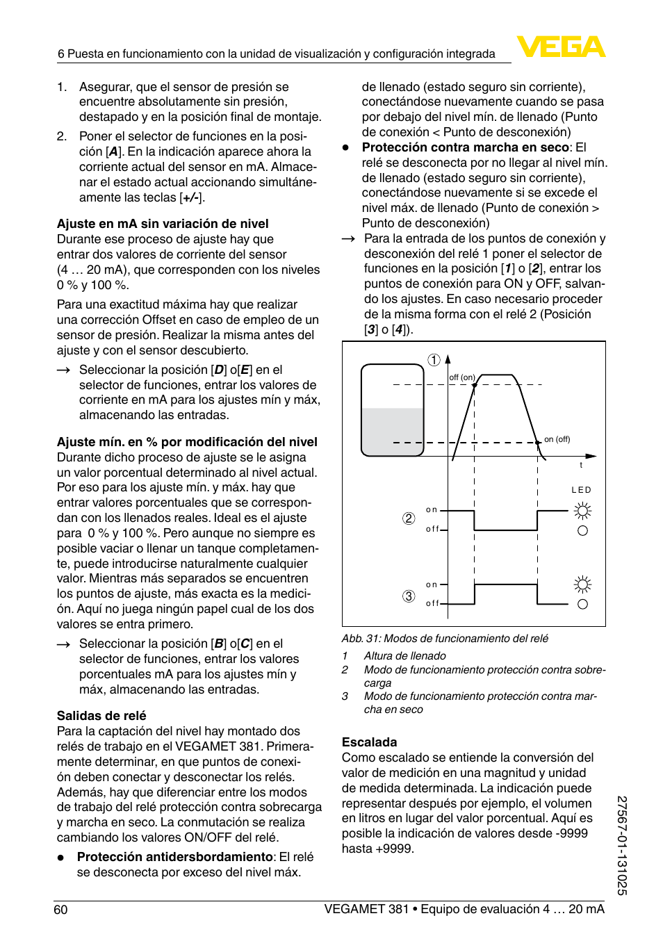 VEGA VEGAMET 381 User Manual | Page 60 / 72