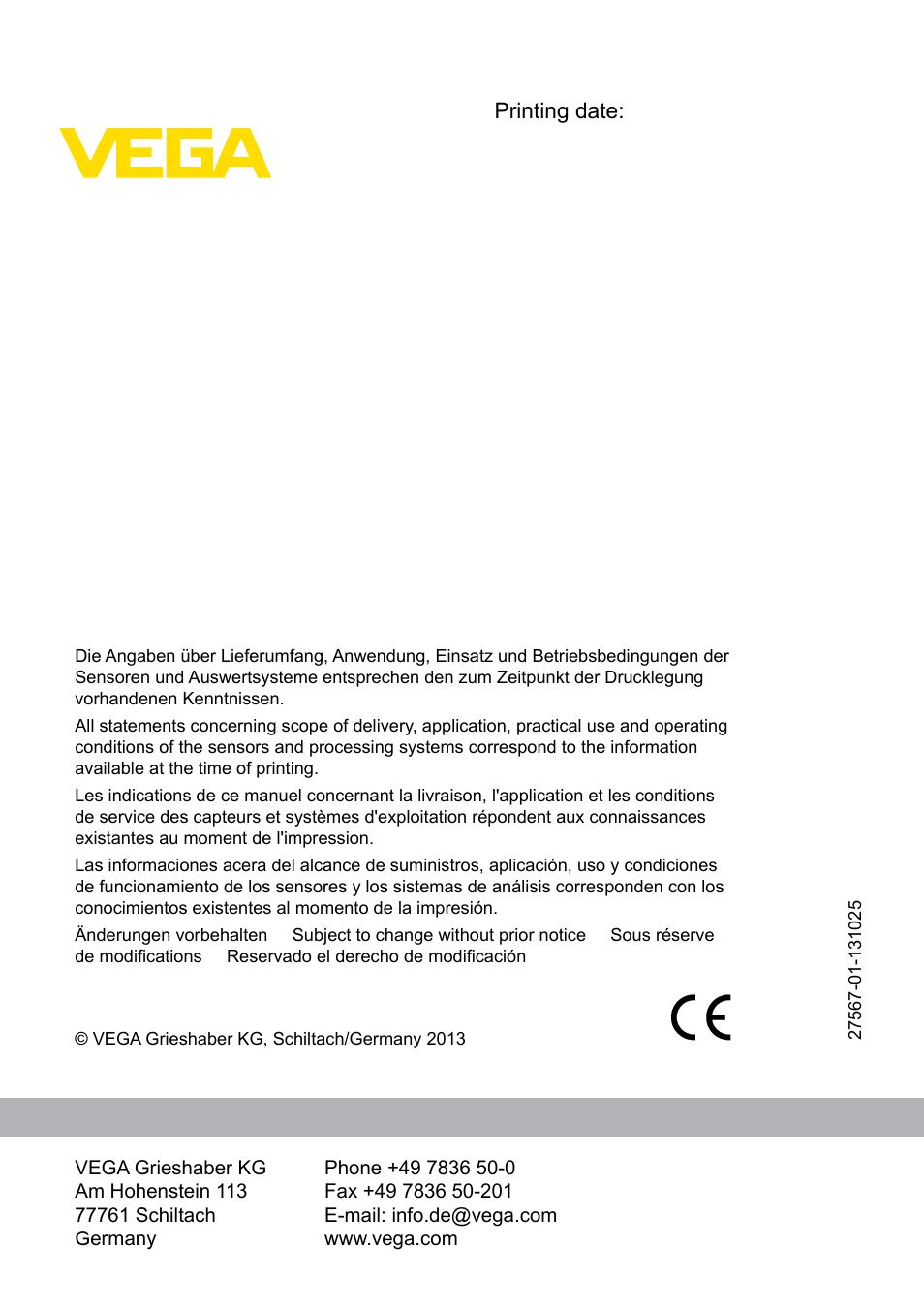 VEGA VEGAMET 381 User Manual | Page 72 / 72