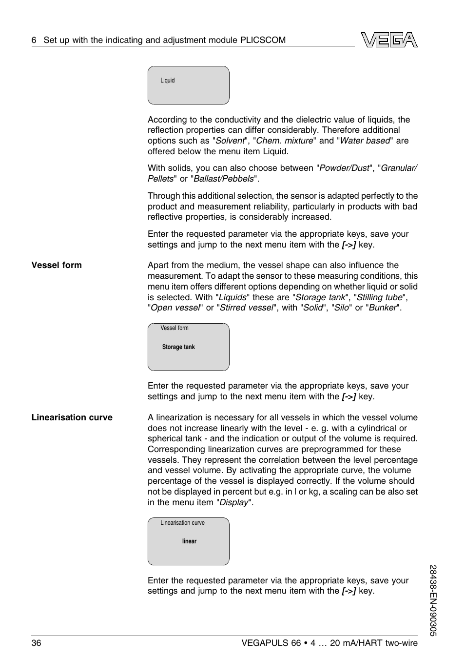 VEGA VEGAPULS 66 (≥ 2.0.0 - ≤ 3.8) 4 … 20 mA_HART two-wire User Manual | Page 36 / 68