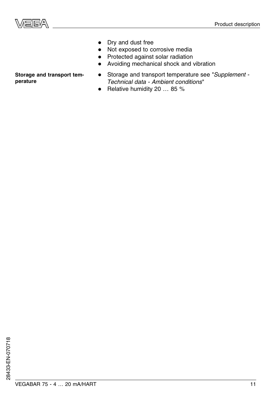 VEGA VEGABAR 75 4 … 20 mA_HART User Manual | Page 11 / 40