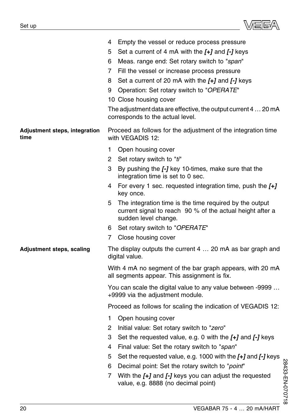 VEGA VEGABAR 75 4 … 20 mA_HART User Manual | Page 20 / 40