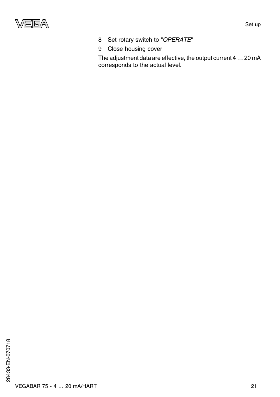 VEGA VEGABAR 75 4 … 20 mA_HART User Manual | Page 21 / 40