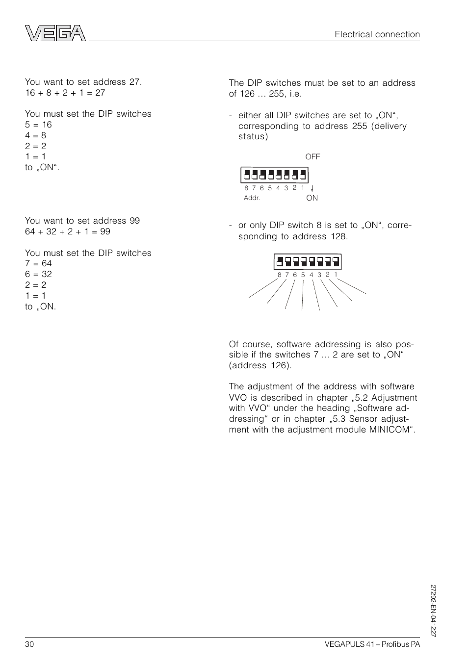 Software addressing | VEGA VEGAPULS 41 Profibus PA User Manual | Page 30 / 56