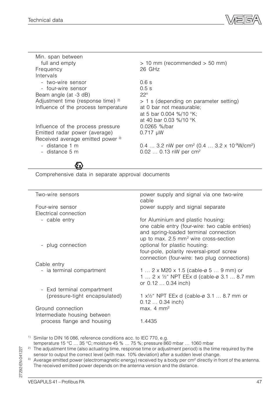 VEGA VEGAPULS 41 Profibus PA User Manual | Page 47 / 56
